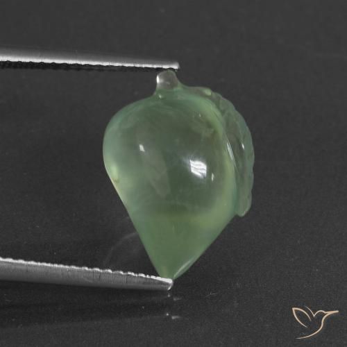 9.17ct 天然 ペアーグリーン プレナイト, ファンシー, 半透明