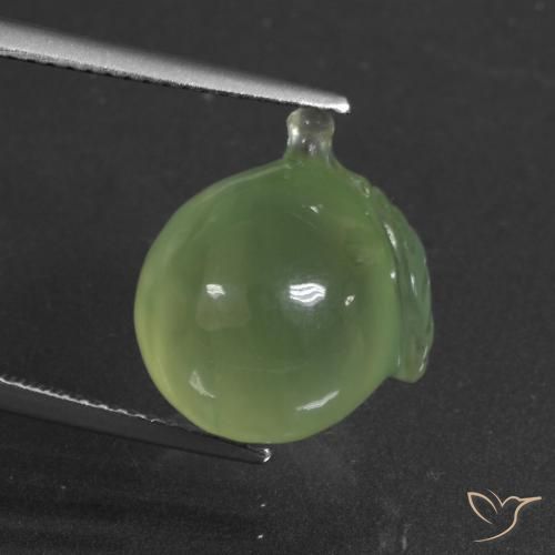 12.94ct 天然 黄みがかったグリーン プレナイト, ファンシー, 半透明