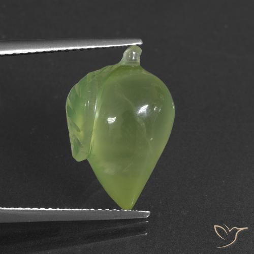 12.14ct 天然 ウォームグリーン プレナイト, ファンシー, 半透明