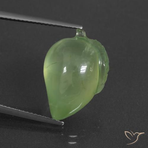 16.61ct 天然 ミディアムグリーン プレナイト, ファンシー, 半透明