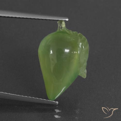 11.58ct 天然 ミディアムグリーン プレナイト, ファンシー, 半透明