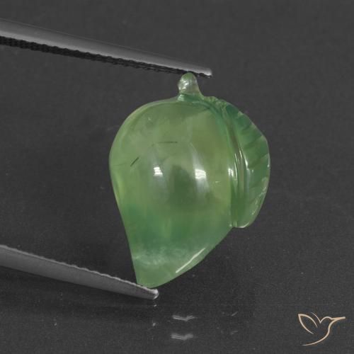 12.76ct 天然 黄みがかったグリーン プレナイト, ファンシー, 半透明