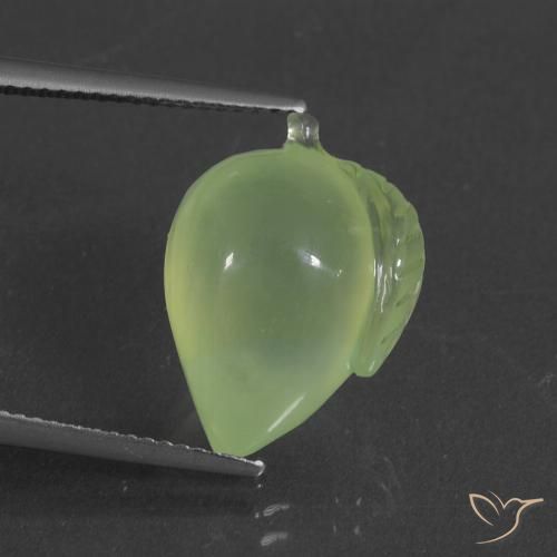 12.94ct 天然 黄みがかったグリーン プレナイト, ファンシー, 半透明
