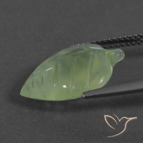 6.83カラットの天然薄いペアーグリーンプレナイト（16.8×12.1 mm・ファンシーシェイプ）