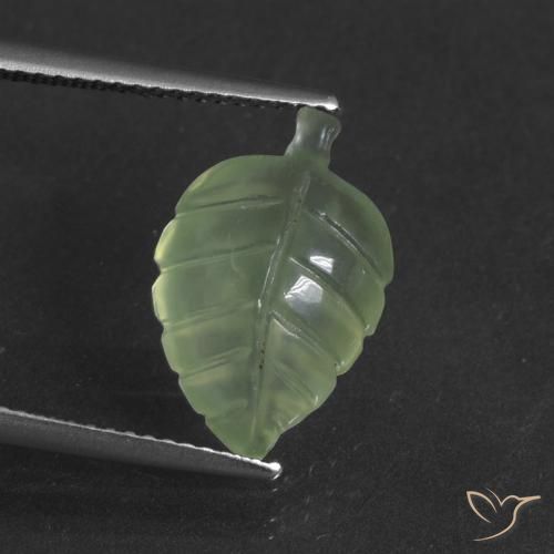4.88ct 天然 ミディアムグリーン プレナイト, ファンシー, 半透明