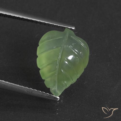 5.97ct 天然 ペアーグリーン プレナイト, ファンシー, 半透明