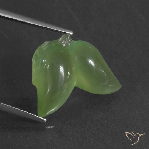 11.48ct 天然 ミディアムグリーン プレナイト, ファンシー, 半透明