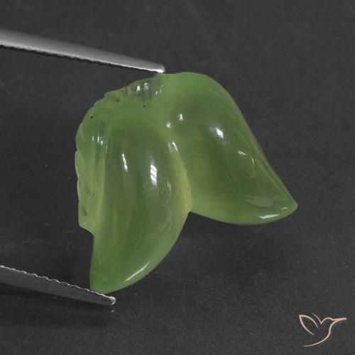 14.66ct 天然 ウォームグリーン プレナイト, ファンシー, 半透明