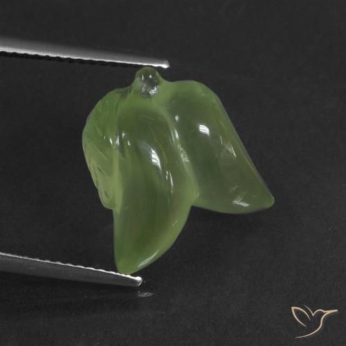 9.97ct 天然 ウォームグリーン プレナイト, ファンシー, 半透明