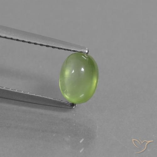 1.36ct 天然 黄みがかったグリーン プレナイト, 楕円形, 透明