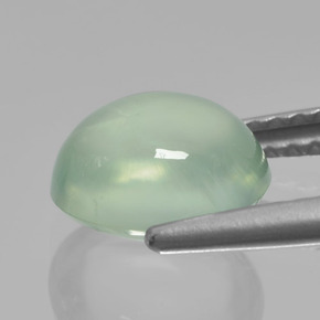 2.26カラットの天然非常に薄いセージグリーンプレナイト、オーバルカット、半透明
