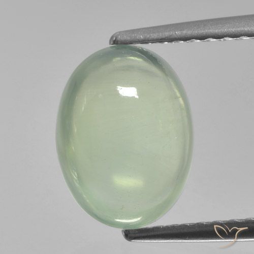 2.49ct 天然 ライトグリーン プレナイト, 楕円形, 半透明