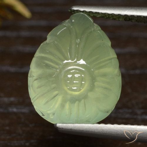 10.20ct 天然 イエローグリーン プレナイト, 洋梨の形, 半透明