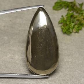 37.58カラットの天然ゴールドパイライト（34.6×17.4 mm・洋梨の形）