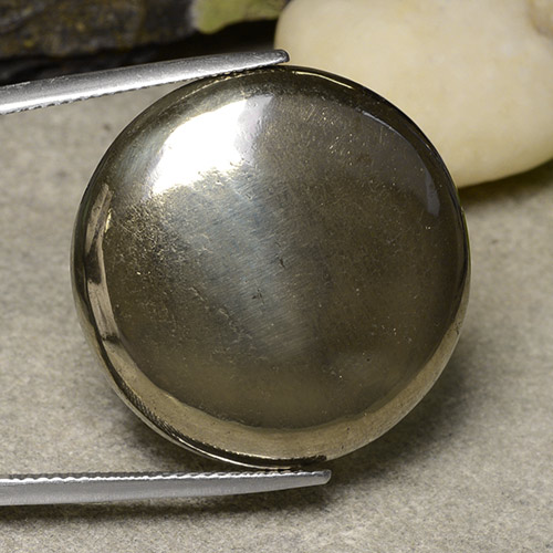 44.39カラットの天然マルチカラー黄鉄鉱、ラウンドカット、オペーク