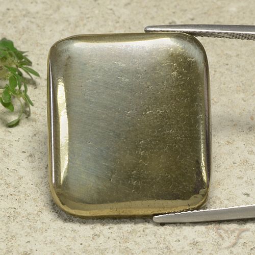49.74ct 天然 ゴールド パイライト, クッション, オペーク