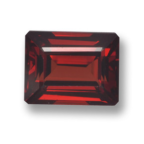 3.38カラットの天然レッドパイロープガーネット（9.1×7 mm・エメラルドカット）