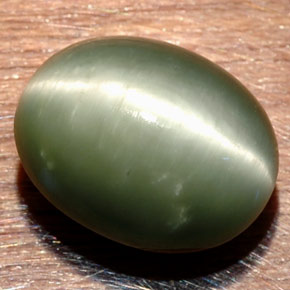 8.58カラットの天然グリーンQuartz Cat's Eye（13.5×10.7 mm・オーバルカット）