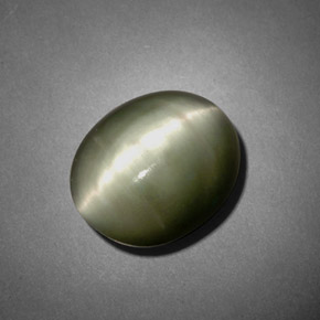 7.45カラットの天然グリーンQuartz Cat's Eye（12.7×10.4 mm・オーバルカット）