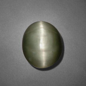 7.45カラットの天然グリーンQuartz Cat's Eye（12.7×10.4 mm・オーバルカット）