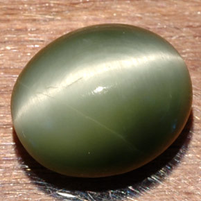 7.32カラットの天然グリーンQuartz Cat's Eye（13×10.9 mm・オーバルカット）