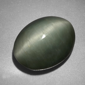 6.17カラットの天然グリーンQuartz Cat's Eye（12.2×9.5 mm・オーバルカット）