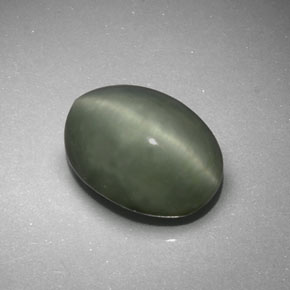 6.41カラットの天然グリーンQuartz Cat's Eye（13.2×9.7 mm・オーバルカット）