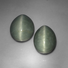 カラットの天然グリーンQuartz Cat's Eye（13.2×9.8 mm・オーバルカット）