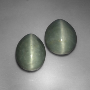 カラットの天然グリーンQuartz Cat's Eye（13.2×9.8 mm・オーバルカット）