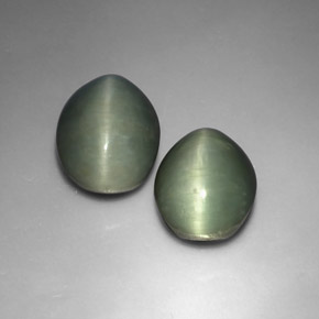 カラットの天然グリーンQuartz Cat's Eye（12×9.7 mm・オーバルカット）
