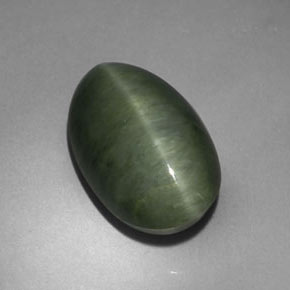 5.75カラットの天然グリーンQuartz Cat's Eye（14.6×9.2 mm・オーバルカット）