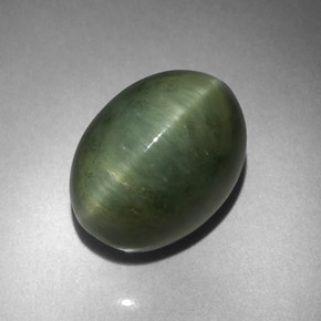 7.86カラットの天然グリーンQuartz Cat's Eye（12.6×9.6 mm・オーバルカット）
