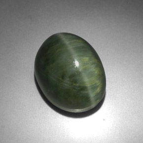 7.21カラットの天然グリーンQuartz Cat's Eye（12.2×9.1 mm・オーバルカット）