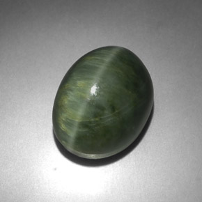 7.21カラットの天然グリーンQuartz Cat's Eye（12.2×9.1 mm・オーバルカット）