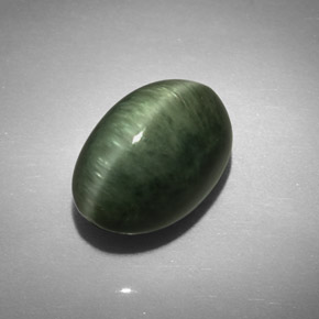 7.85カラットの天然グリーンQuartz Cat's Eye（13.6×9.1 mm・オーバルカット）