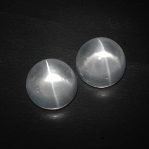 カラットの天然ホワイトQuartz Cat's Eye（9.56 mm・ラウンドカット）