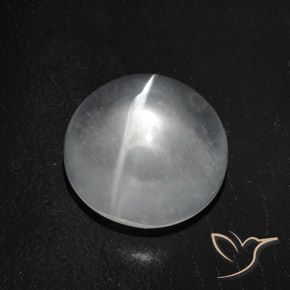 7.56ct 天然 クリアホワイト クォーツ キャッツアイ, ラウンド, 透明