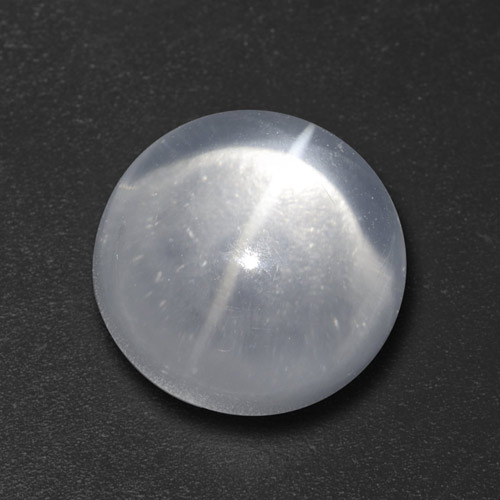 7.27カラットの天然ホワイトクォーツキャッツアイ、ラウンドカット、透明