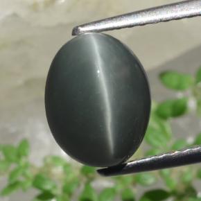 2.63カラットの天然グリーンクォーツキャッツアイ、オーバルカット、オペーク