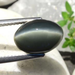 5.06カラットの天然グリーンQuartz Cat's Eye（11.5×8.3 mm・オーバルカット）