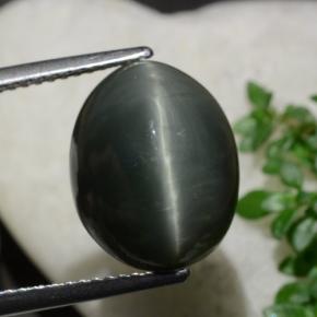 10.28カラットの天然グリーンクォーツキャッツアイ、オーバルカット、オペーク