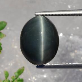 7.99カラットの天然グリーンQuartz Cat's Eye（13.4×10.3 mm・オーバルカット）
