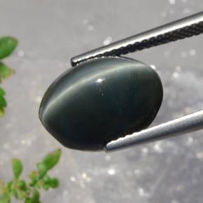 7.99カラットの天然グリーンQuartz Cat's Eye（13.4×10.3 mm・オーバルカット）