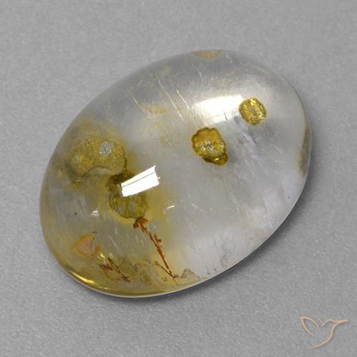 9.31カラットの天然マルチカラーマーカサイト入りクォーツ、オーバルカット、透明