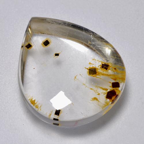 9.21カラットの天然マルチカラーマーカサイト入りクォーツ（16×13.4 mm・洋梨の形）