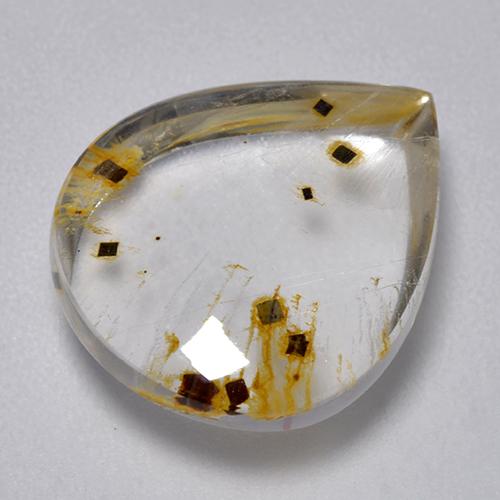 9.21カラットの天然マルチカラーマーカサイト入りクォーツ（16×13.4 mm・洋梨の形）