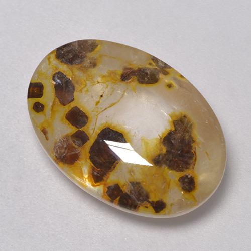 11.35カラットの天然マルチカラーマーカサイト入りクォーツ（18.8×13.1 mm・オーバルカット）
