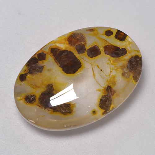11.35カラットの天然マルチカラーマーカサイト入りクォーツ（18.8×13.1 mm・オーバルカット）