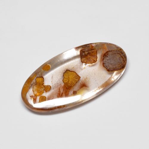 4.76カラットの天然マルチカラーマーカサイト入りクォーツ、オーバルカット、透明