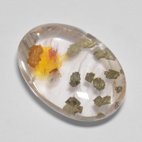 17.03カラットの天然マルチカラー白鉄鉱のクォーツ、オーバルカット、透明